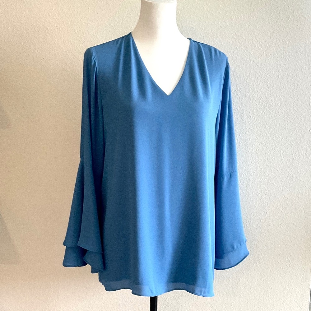 Alfani Blouse Blue Bell Sleeve Size 10